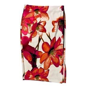 Worthington Skirt Womens 6 BodyCon Side Zip Thick Knit Stretch Floral Business